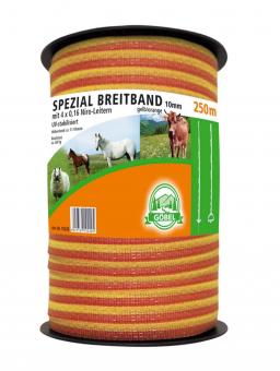 Spezial Weidezaun-Breitband 250m, 10mm gelb-orange 