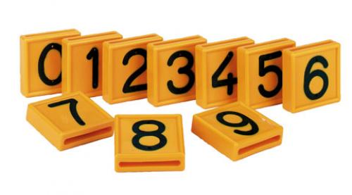 Nummernblock Standard gelb geeignet für Halsmarkierungsbänder mit einer Breite bis zu 40 mm 
